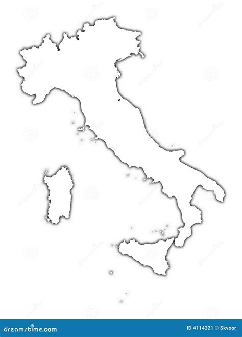 Italy Outline Map With Shadow Stock Image - Image: 4114321