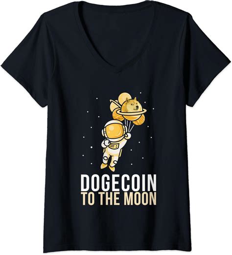 Damen Dogecoin Doge Merchandise Cryptocurrency Crypto T-Shirt mit V-Ausschnitt : Amazon.de: Fashion