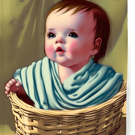Cute Baby in Laundry Basket · Creative Fabrica
