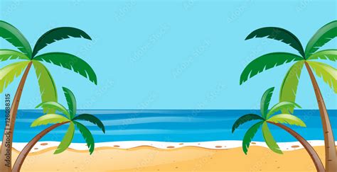 Nature scene with trees on the beach Stock Vector | Adobe Stock