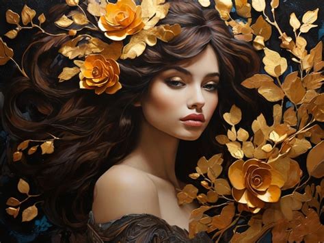 Premium Photo | Modern Acrylic painting of deep amber blossom branch
