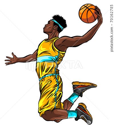 cartoon basketball player is moving dribble... - Stock Illustration ...