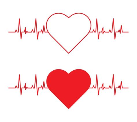 Heartbeat Heart Shape Centered Line Heart Stock Vector (Royalty Free ...