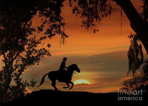 Happy Trails Cowboy Riding off into the Sunset Photograph by Stephanie Laird
