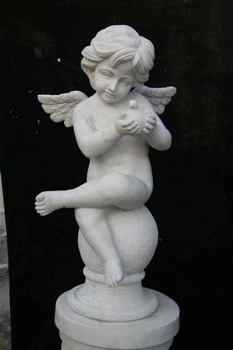 Polished White Marble Wings Baby Angel Statue - Sculpture and Sculpture ...