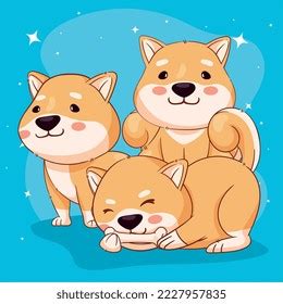 Three Shiba Inu Animals Characters Stock Vector (Royalty Free ...