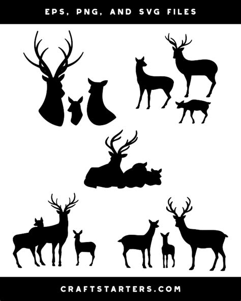 Deer Family Silhouette Clip Art