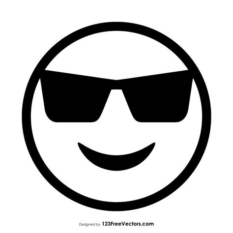 Smiling Face with Sunglasses Emoji Outline Free by 123freevectors on DeviantArt