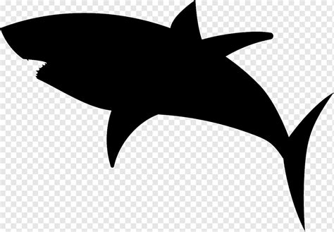 Great white shark Silhouette, shark, marine Mammal, animals, monochrome png | PNGWing