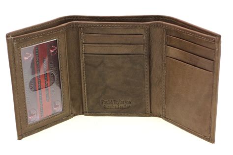 Mens Trifold Wallet Super Slim 2 Bill Sections 8 Card Slots 1 ID Genuine Leather | eBay