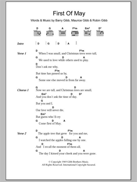 First Of May by Bee Gees - Guitar Chords/Lyrics - Guitar Instructor