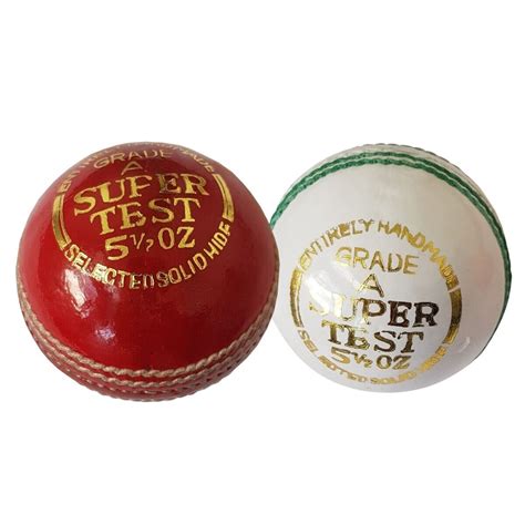 Cricket Ball 5 1/2 Oz Cricket Balls Red & white Hand Stitched Leather ...