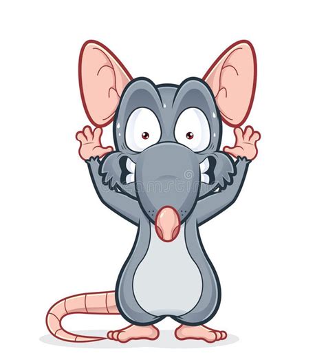 a cartoon mouse with its hands up and eyes wide open royalty illustration on white background