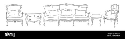 Collection of elegant antique furniture line art Stock Vector Image & Art - Alamy