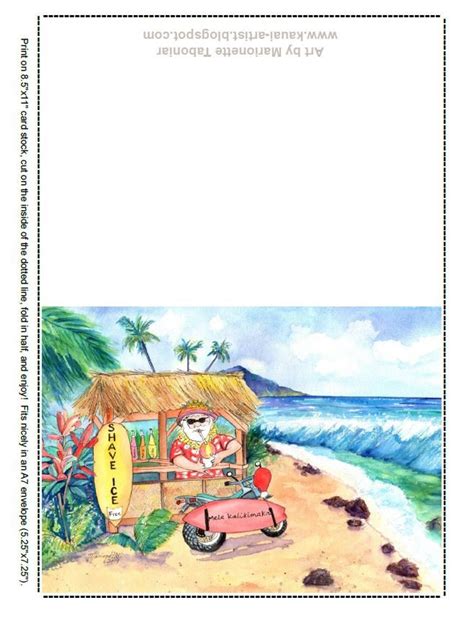 Hawaiian Christmas Card Printable, Mele Kalikimaka Christmas Card Download, Hawaii Christmas ...