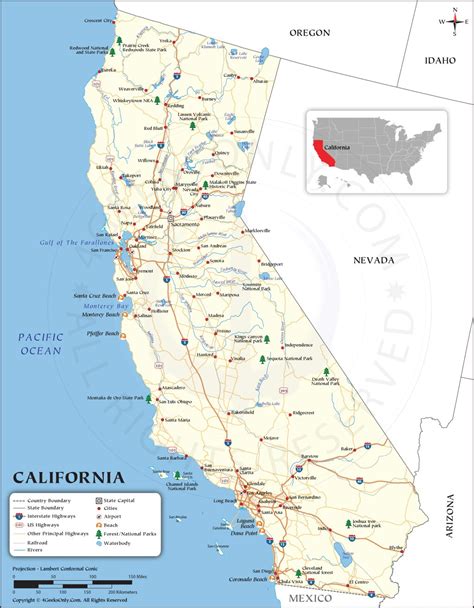 Map Of Cities In California Usa - United States Map