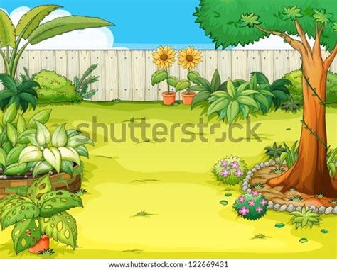 Illustration Beautiful Garden Various Plants Stock Vector (Royalty Free) 122669431 | Shutterstock