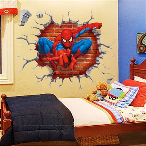 2015 3d Spiderman wall stickers for kids rooms decals home decor personalized Kids Nursery Wall ...