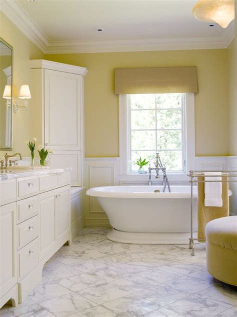 Bring more light into your bathroom with a sunny yellow color. Yellow ...