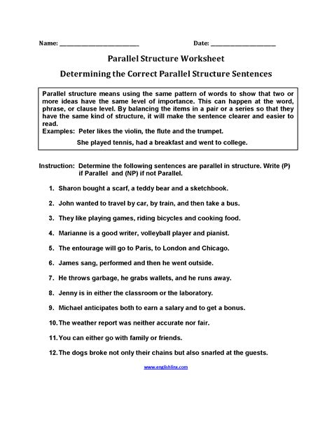 Parallel Structure Worksheet With Answers – Pro Worksheet