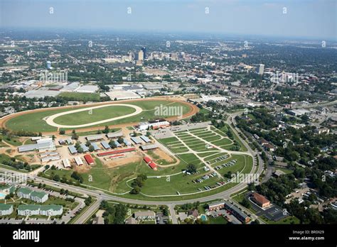 Aerial view of the Red Mile racetrack and downtown Lexington, KY Stock Photo - Alamy