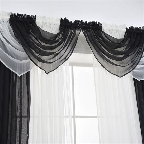 1pcs Voile Curtains, Solid Sheer Curtain Scarf Drapes Rod Pocket Crushed Window Panels, Swag ...