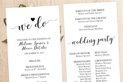 Wedding Ceremony Booklet Template