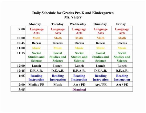 Daily Routine Schedule Template New Best 25 Kindergarten Daily ...