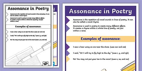 Using Assonance Examples in Poetry Poster - Twinkl