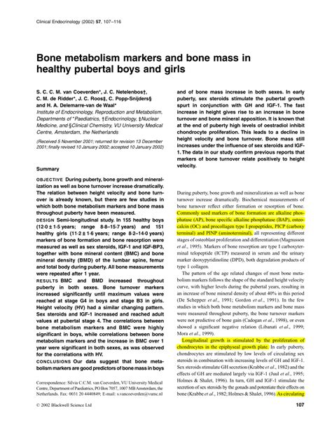 (PDF) Bone metabolism markers and bone mass in healthy pubertal boys and girls