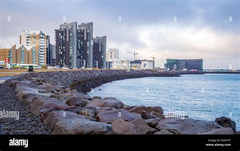 REYKJAVIK, ICELAND-OCTOBER 24, 2018: Modern architecture of downtown ...