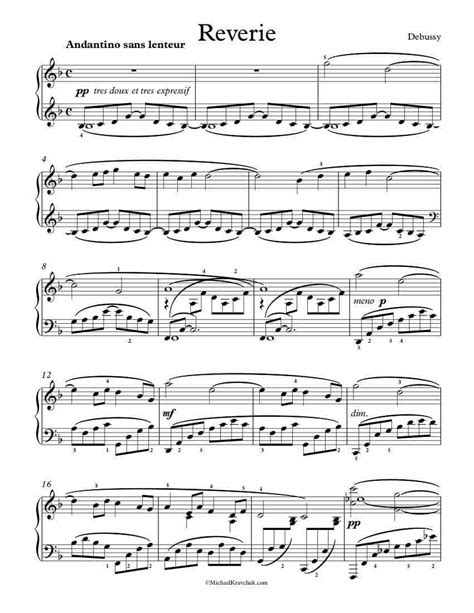 Free Piano Sheet Music - Reverie - Debussy. Enjoy! | Piano sheet music free, Piano sheet music ...