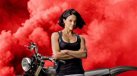 Letty Ortiz Michelle Rodriguez Leaning On Bike With Red Smoke ...