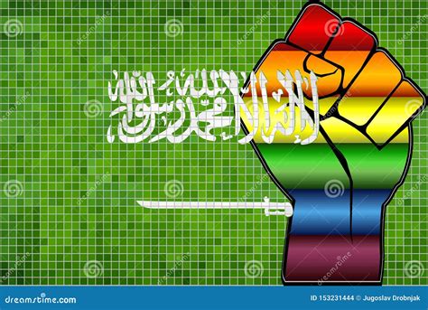 Shiny LGBT Protest Fist on a Saudi Arabia Flag Stock Vector ...