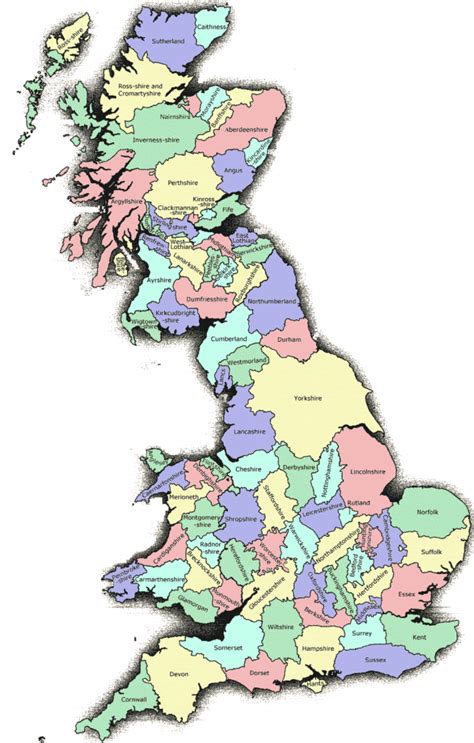 UK Map Showing Counties - Free Printable Maps | England map, Map of ...