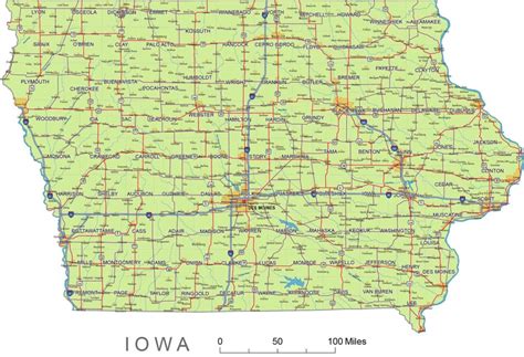 Preview of Iowa State vector road map.ai, pdf, 300 dpi jpg | Printable vector maps