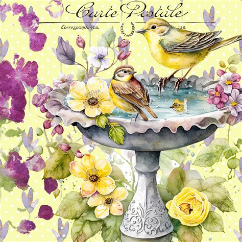 Lavender Bird Bath Poster Free Stock Photo - Public Domain Pictures