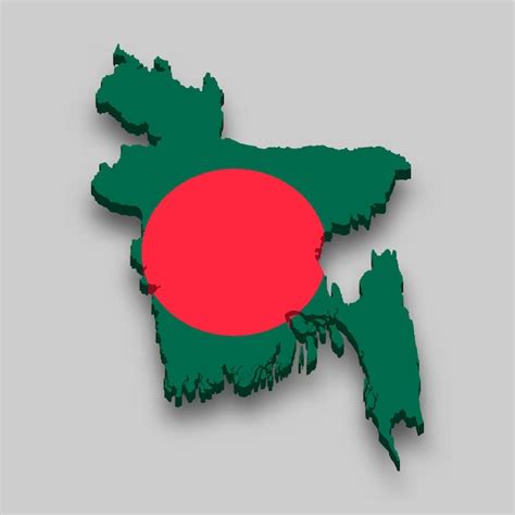 Premium Vector | 3d isometric Map of Bangladesh with national flag.