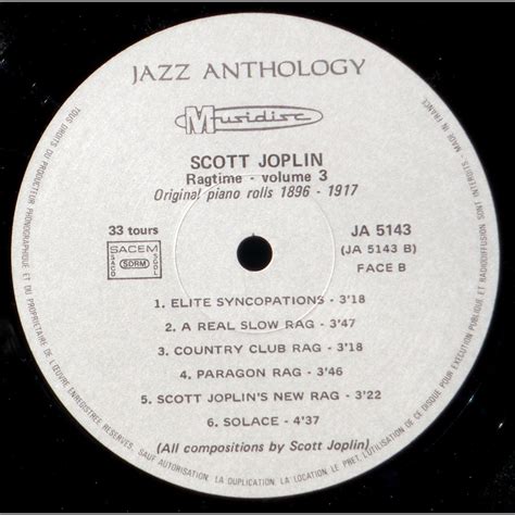 Scott joplin ragtime vol 3 original piano rolls 1896-1917. includiong the entertainer by Scott ...