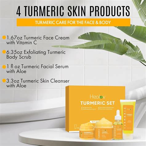 Healov Turmeric Skincare Set - Turmeric Skin Care Products Brightening & Acne - Turmeric Skin ...