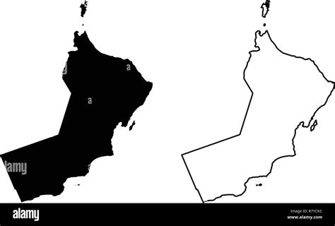 Simple (only sharp corners) map of Sultanate of Oman vector drawing ...