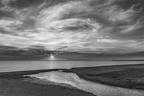 Sauble Beach Sunset 7 bw Photograph by Steve Harrington - Fine Art America