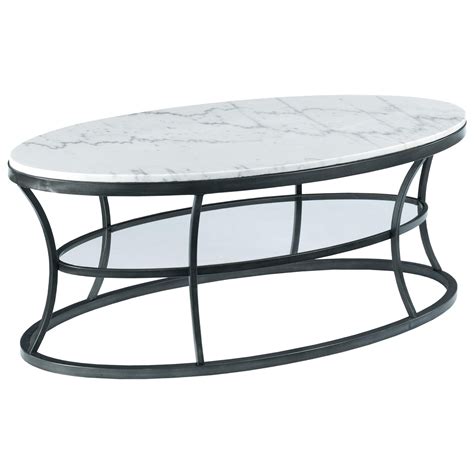 Hammary Impact Oval Cocktail Table with Marble Top and Glass Shelf | Lindy's Furniture Company ...