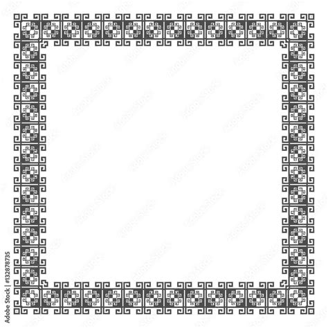 Border pattern. Frame art. Antique elements. Vintage. Pixel art. Grey ...