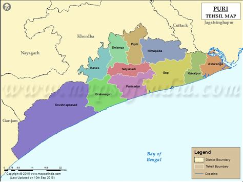 Puri Tehsil Map, Puri Tehsils