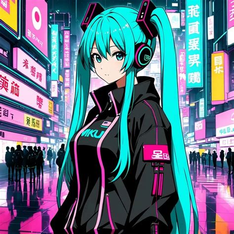 cyberpunk Japan, hatsune miku, cyberpunk aesthetic,...