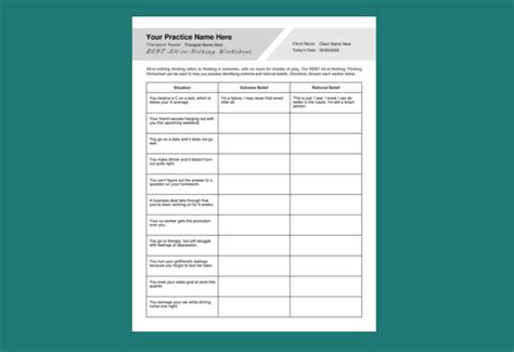 REBT All or Nothing Thinking Worksheet PDF