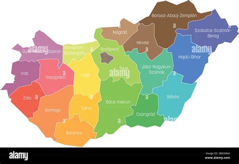 Counties of Hungary. Map of regional country administrative divisions ...