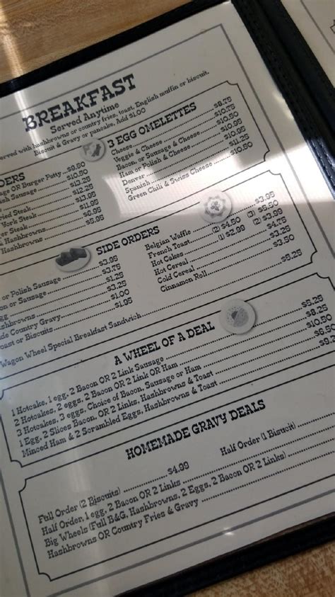 Menu at Wagon Wheel Restaurant, Alturas