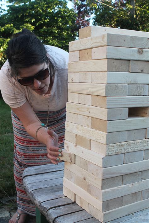 Stack up a homemade giant Jenga set. | Diy giant jenga, Diy table saw, Giant jenga